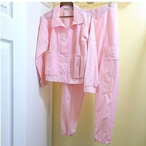 Vintage Pierre Cardin Pink Tracksuit Set Jacket Cargo Joggers Womens Medium